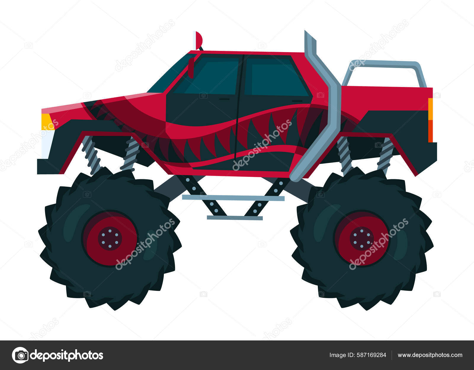 Monster Truck Bright Colorful Cartoon Auto Big Wheels Heavy Car Stock  Vector by ©Designer_things 587169284